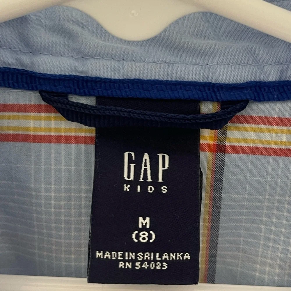 GAP Kids Plaid Button Down Shirt -‎ Blue/Orange Size M (8)
